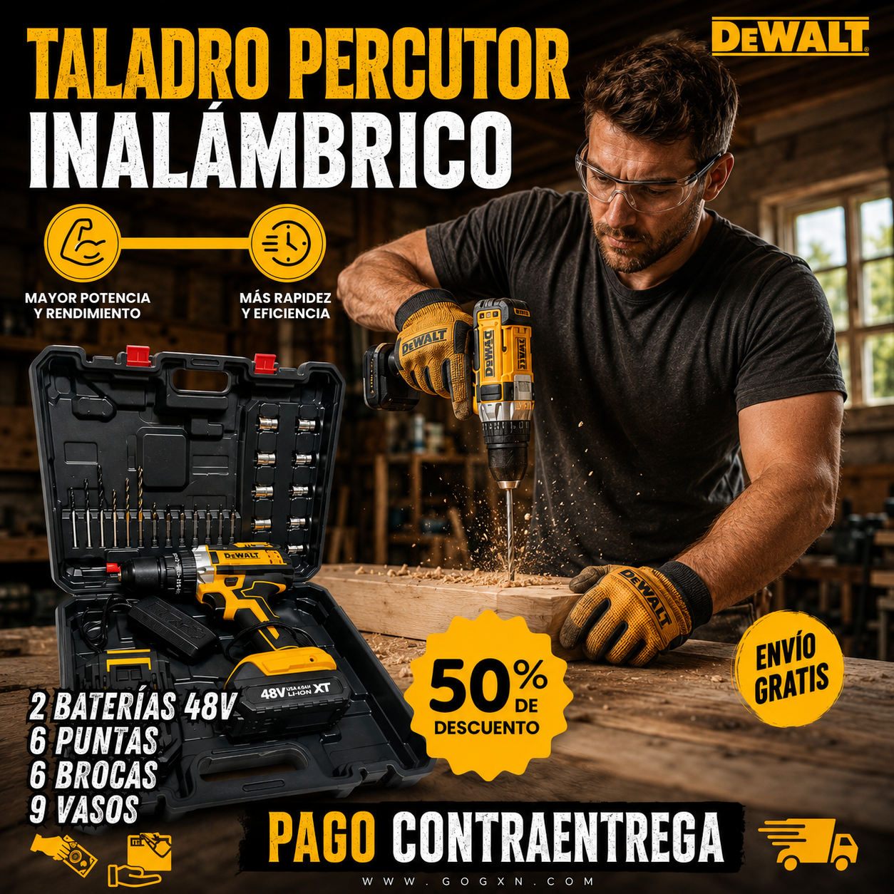 taladro DEWALT 2 bateras 48vDROPI CUP
